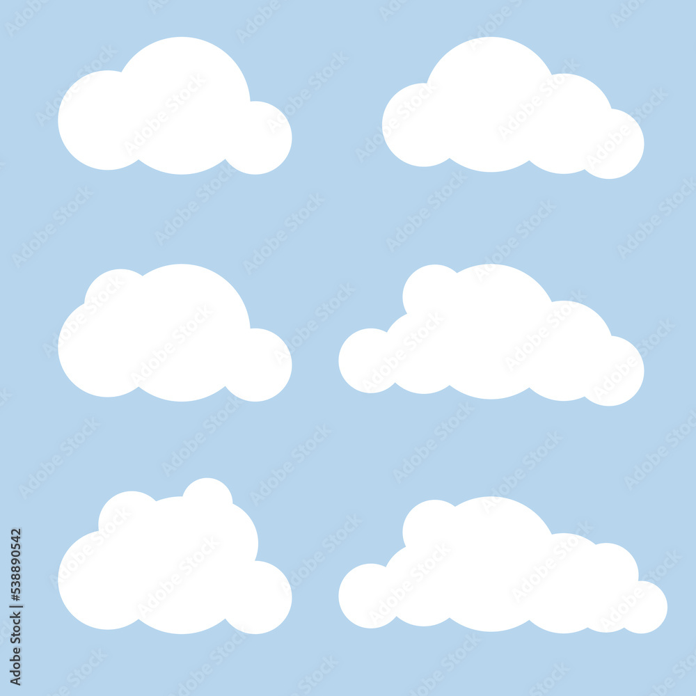 Vector illustration of clouds collection. Vector illustration