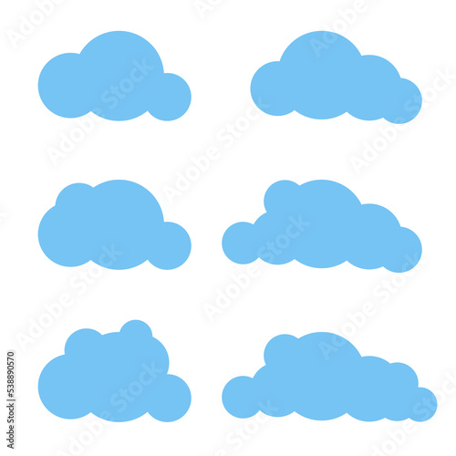 Cloud. Abstract white cloudy set isolated on blue background. Vector illustration. Vector illustration
