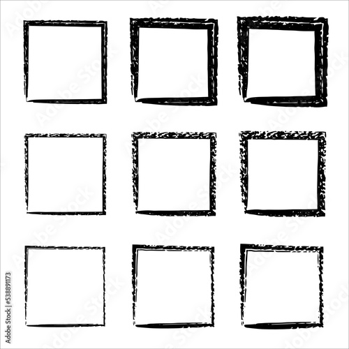 Wallpaper Mural Collection of square black hand drawn grunge frames. Grunge ink illustration. rectangular shapes. Hand drawn brush strokes. Hand drawn brush strokes Torontodigital.ca