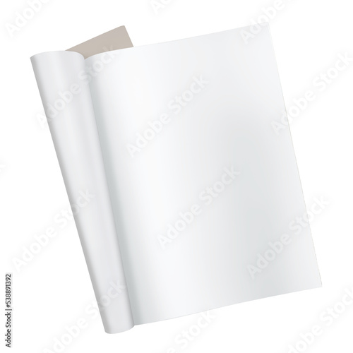 template magazine mockup on white background. blank white page open brochure isolated