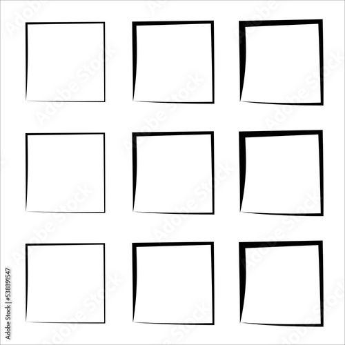 Set of grunge square. Handdrawn square frame. Grunge style set of square shapes. Hand drawn brush strokes. Dirty grunge design frames