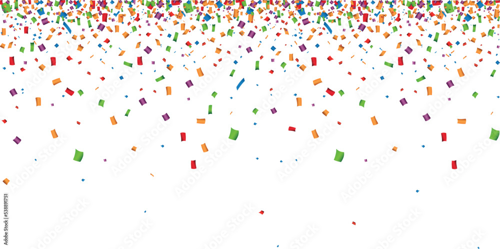 Holiday background with flying confetti, Party confetti pieces for celebration