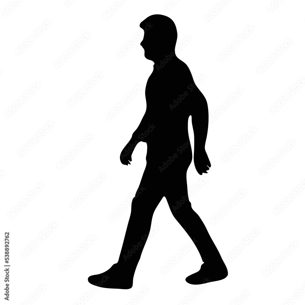 vector silhouette of people walking  black color isolated on white background