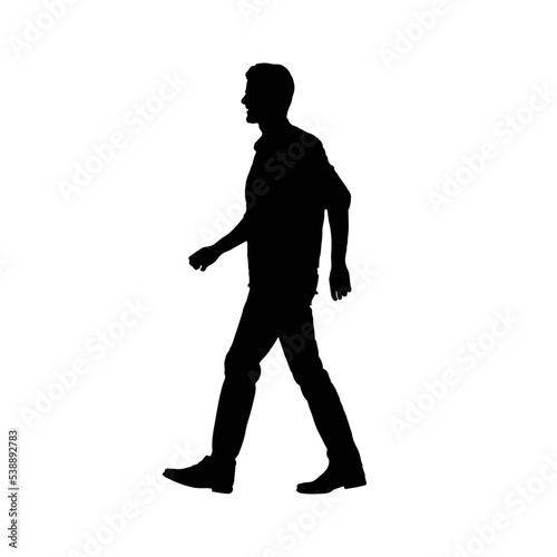 vector silhouette of people walking  black color isolated on white background