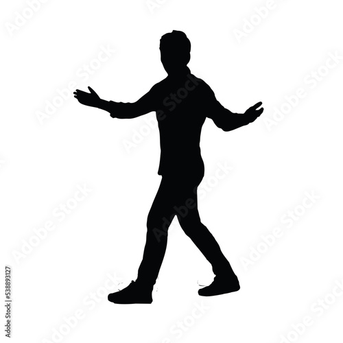 vector silhouette of people walking  black color isolated on white background