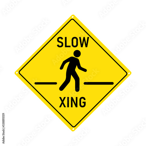 slow xing street cross sign icon. colorful signs