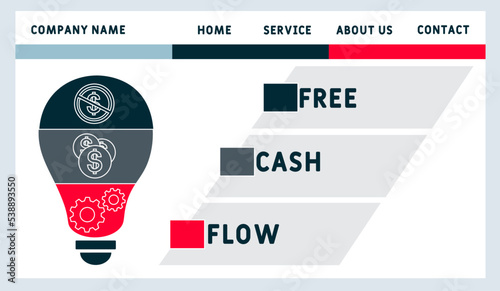 FCF - Free cash flow acronym. business concept background. vector illustration concept with keywords and icons. lettering illustration with icons for web banner, flyer, landing pag
