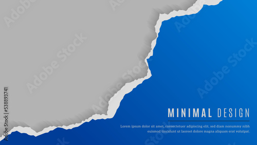 Minimal Abstract Gradient Blue Paper Ripped Frame Template