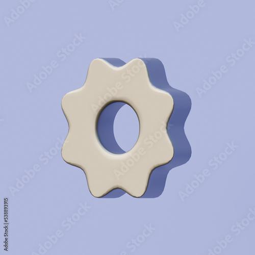 Metal gear isolated on blue background. 3D rendering, 3D illustration. Setting.