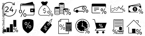 Interest rate line icon vector set. discount illustration sign collection. Credit symbol. Investment logo.