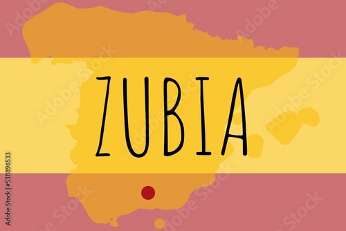 Zubia: Illustration mit dem Namen der spanischen Stadt Zubia photo