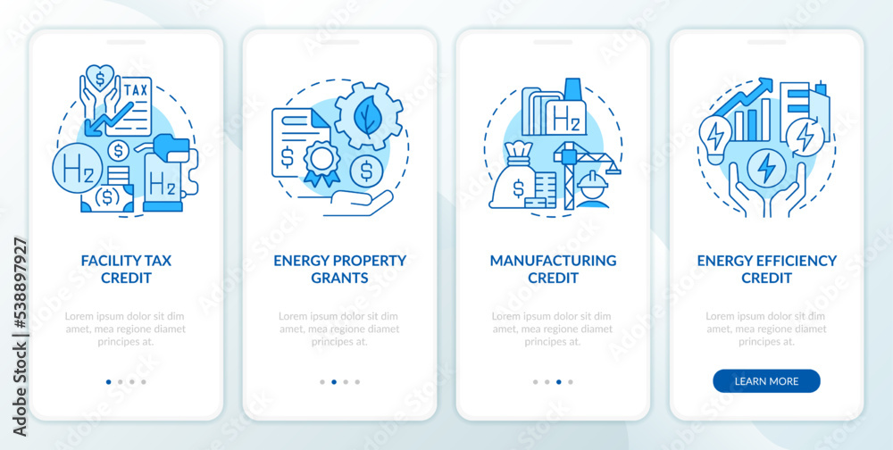 Support hydrogen stations blue onboarding mobile app screen ...