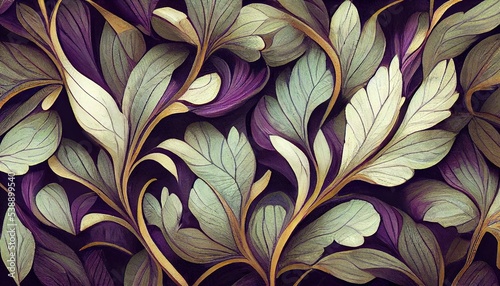 very elaborate dense foliage art nouveau pattern photo
