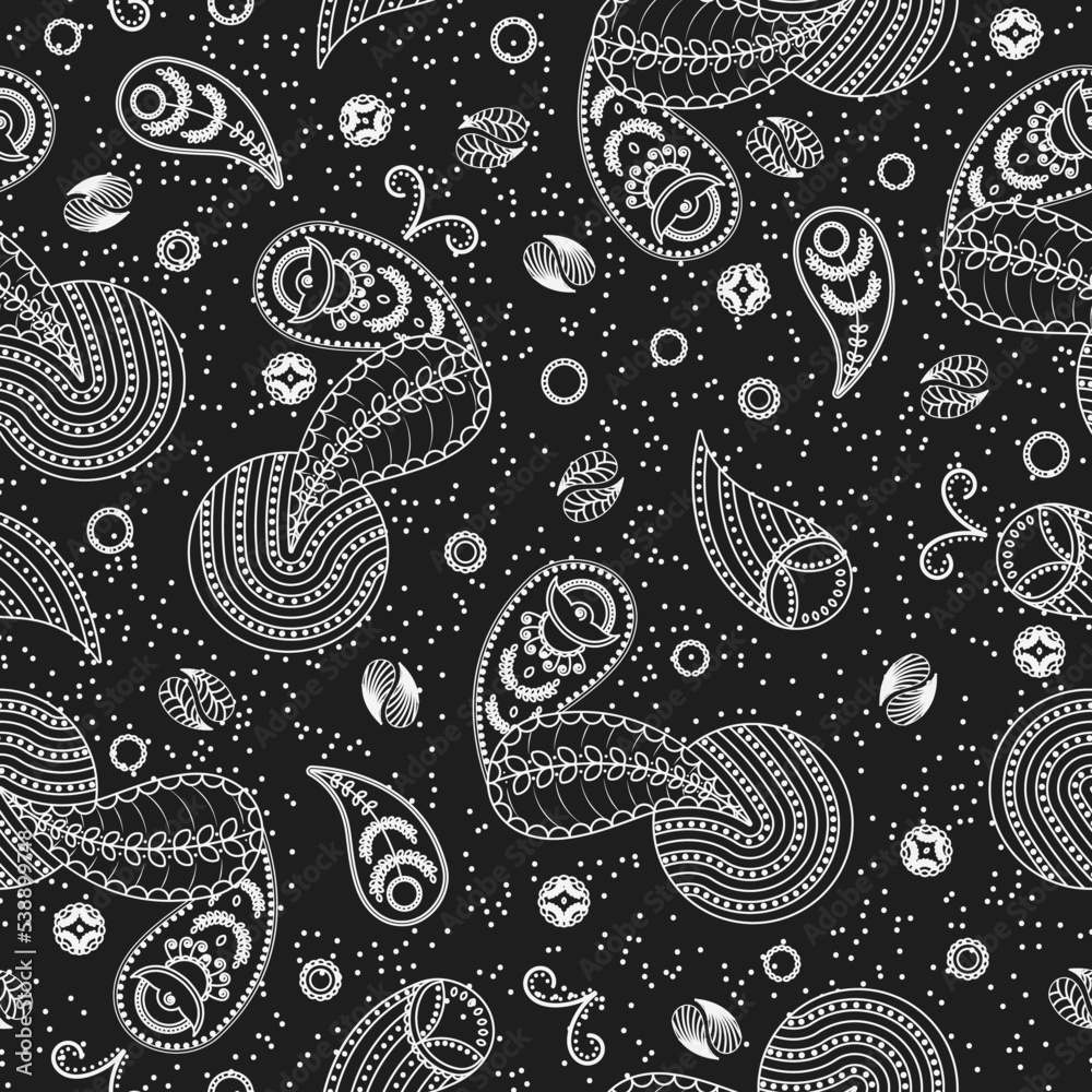 Seamless pattern with ornament. Bandana print. Scarf or kerchief square pattern Seamless pattern with ornament. Bandana print. Scarf or kerchief square pattern