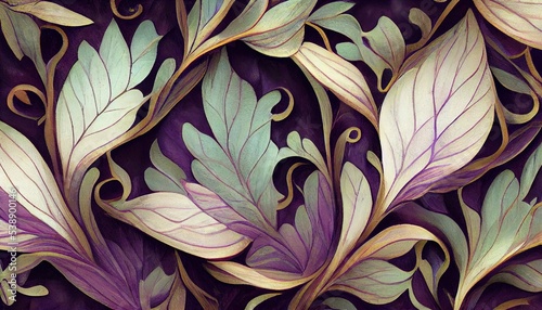 very elaborate dense foliage art nouveau pattern