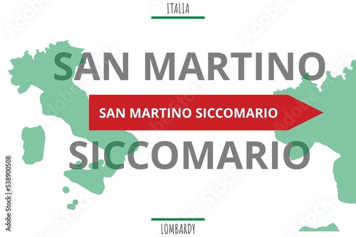 Bilde på lerret San Martino Siccomario: Illustration mit dem Namen der italienischen Stadt San M