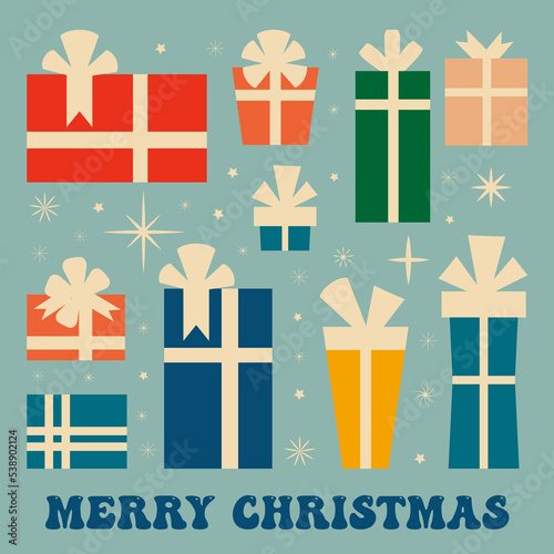 Groove retro Christmas card illustration