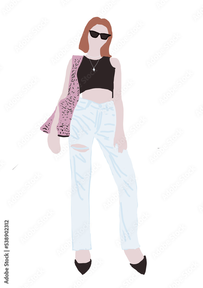Fototapeta premium woman cartoon fashion illustration