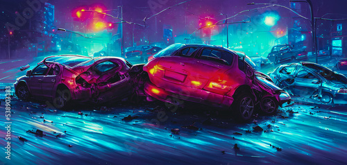 Artistic concept painting of a car crash   background  illustration.