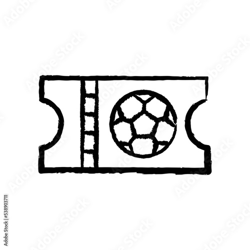 Soccer ticket hand-drawn icon vector graphic illustration