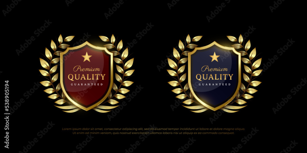 Realistic luxury gold and black emblem design elements