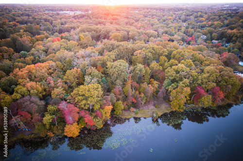 Drone Autumn Sunrise in Princeton © Jin
