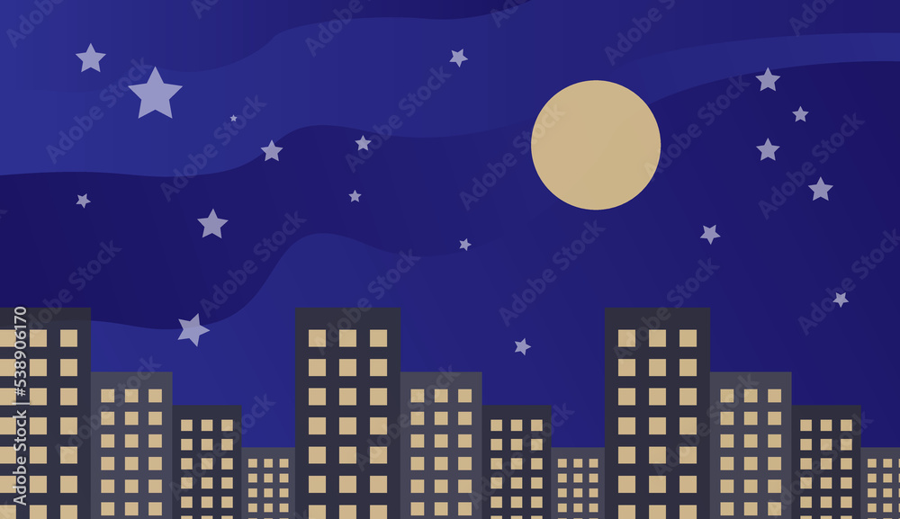 Abstract background with city night sky concept. Creative illustration for poster, brochure, landing, page, cover, ad, promotion. Eps10 vector