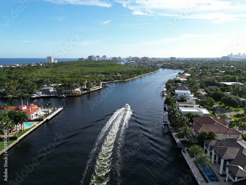 Fort Lauderdale aerial shot shot of the canals near the beach