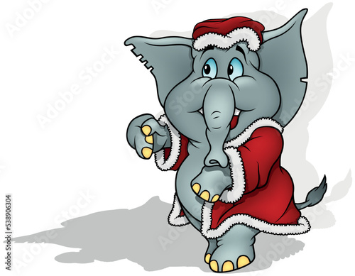 Cute Elephant in Santa Clau...