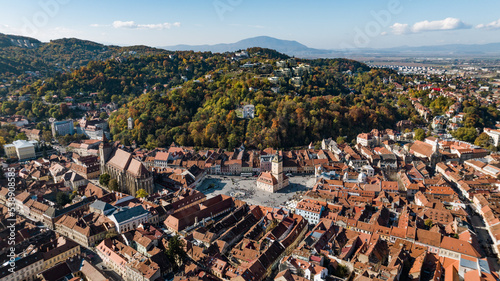 Aerial view at Brasov, Romania on a sunny day