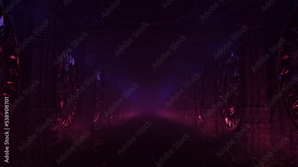 3D Pink and Blue Tunnel of Enlightenment with trippy rotating mandalas abstract texture 4k psychedelic vj loop background