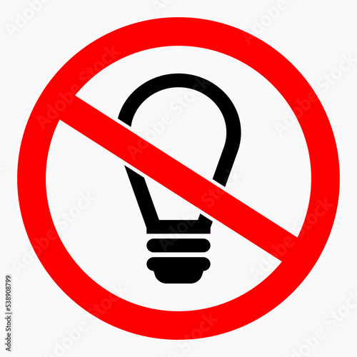 No Lamp. Do not turn on the light. Do not shine Vector icon.