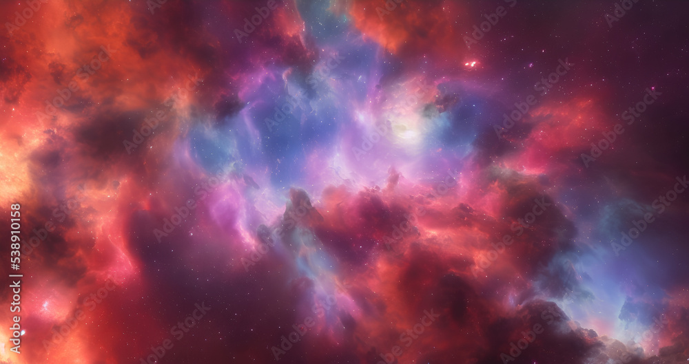 Wonderful space scene with stars in the galaxy. Panorama universe filled with stars, nebula and galaxy element background. 3D illustration