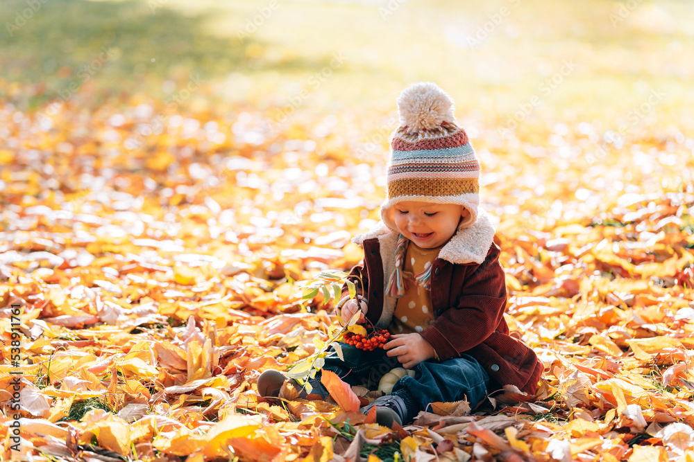little fashionable and stylish child autumn park little fashionable and stylish child autumn park