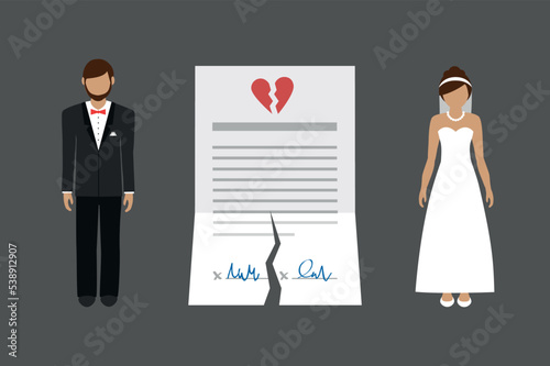 separation divorce info graphic with torn marriage contract