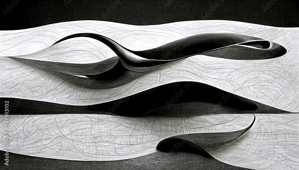Some winding curves in black color on a cohesive object paper texture with no hairline finish, dramatic abstract, elegant and subtle retro style background design, design elements. Some winding curves in black color on a cohesive object paper texture with no hairline finish, dramatic abstract, elegant and subtle retro style background design, design elements.