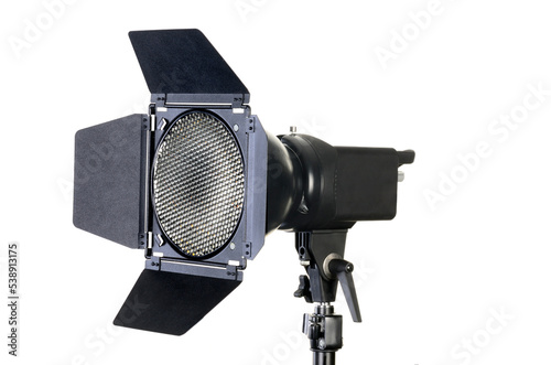 studio lighting system, modelling light on, Standard Reflector with honeycomb grid and Barn Door