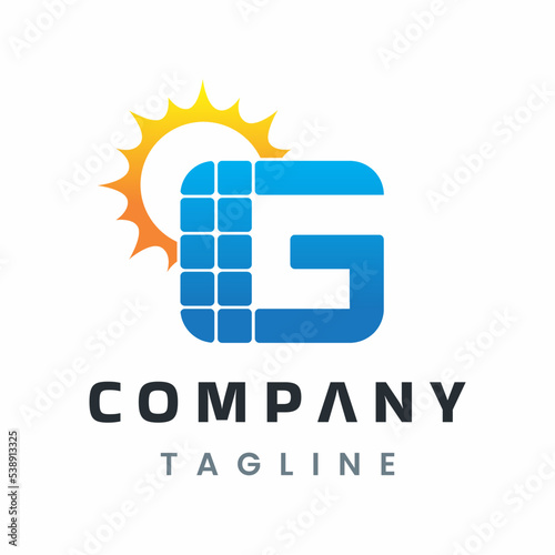 Letter G Solar Energy Logo, Solar Power Panel Design