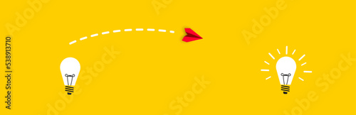 Airplane flying from closed lightbulb to burning lightbulb.Business transformation, change management idea concept.
digital business idea concept.