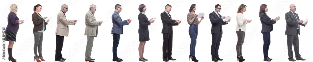group of people holding tablet and looking ahead group of people holding tablet and looking ahead