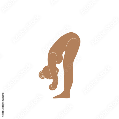 Slim sportive young woman doing yoga, and fitness exercises. Healthy lifestyle. Isolated on white background minimal.