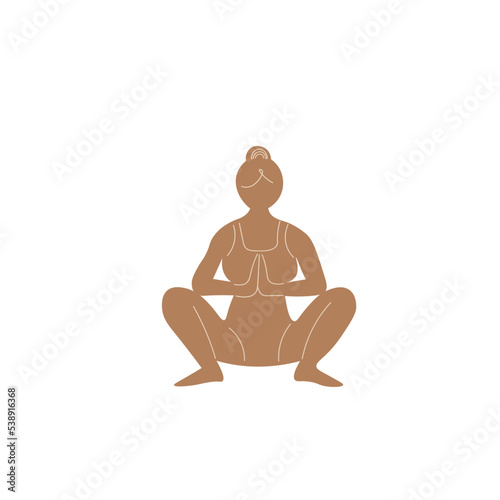 Slim sportive young woman doing yoga, and fitness exercises. Healthy lifestyle. Isolated on white background minimal.