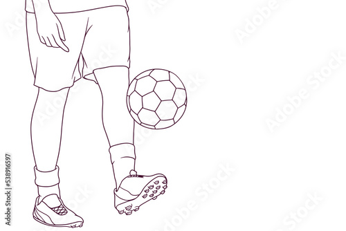 player juggling ball with his legs hand drawn style vector illustration