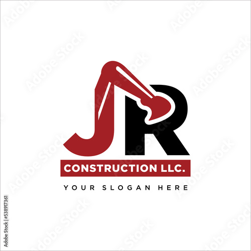 construction excavator logo design vector
