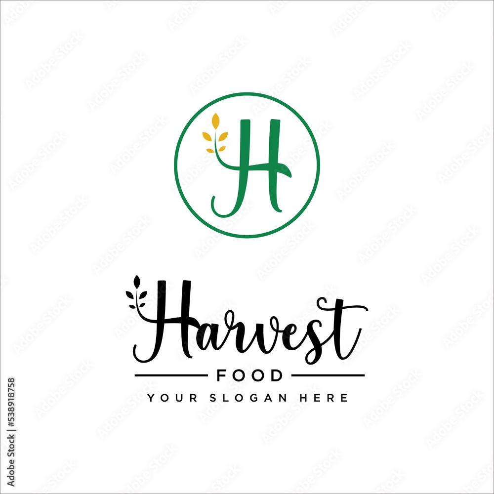 Wheat With HH letter logo design vector