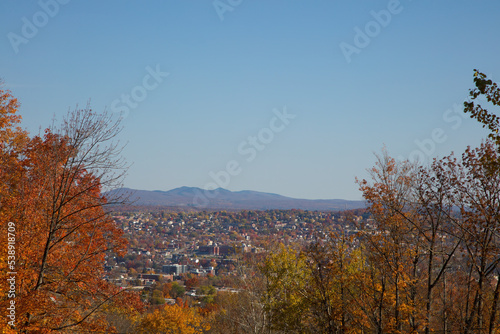 Sherbrooke qc Canada Mont-Bellevue mountain view autumn small town cityscape french Quebec Eastern Townships region