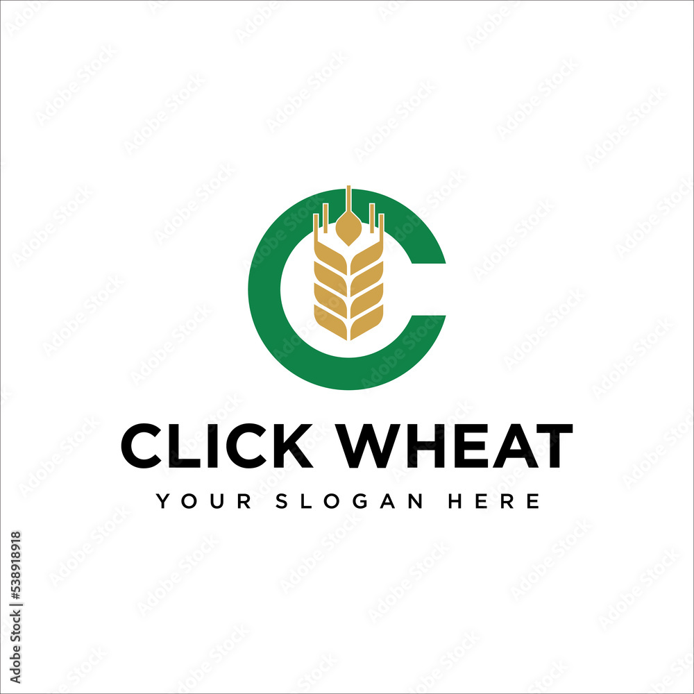 C letter with food wheat logo design vector C letter with food wheat logo design vector