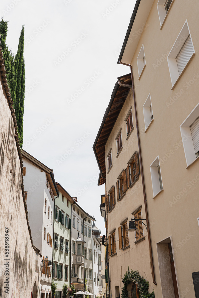 Historic architecture in Italy. Traditional European old town buildings. Aesthetic summer vacation travel concept