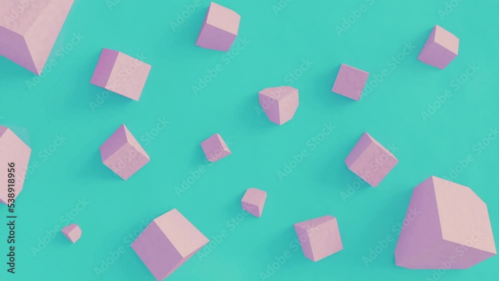 Abstract square geometric moving on a blue wall and pink cubes 4k Seamless Loop