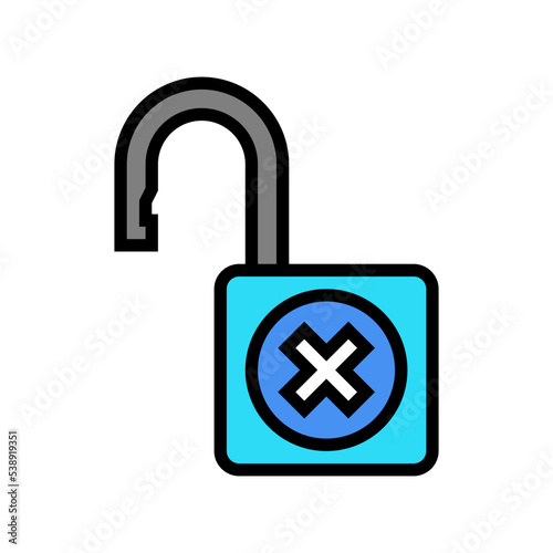 open padlock color icon vector. open padlock sign. isolated symbol illustration